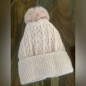 Cozy Pink Knit Beanie with Pom Pom